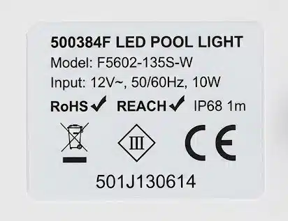 LED flat light for swimming pool white light 500384F - 10 W - 900 lumens - Without remote control 12 500384F led pool light f5602-135s-w light pool crossarm