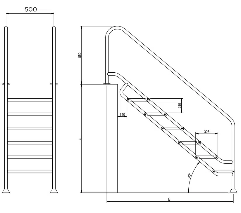 LAND Easy Access Leiter 500mm breit - Schwimmbadzugang für Menschen mit eingeschränkter Mobilität 41 {%ALT_TEXT%}