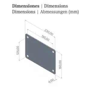 Ducha Solar CRM Natur de 30L sin lavapiés y rociador rectangular 8 Dimensiones base ducha CRM Natur
