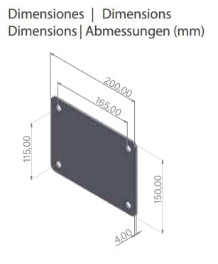 Dimensiones de base de ducha solar CRM 30 litros