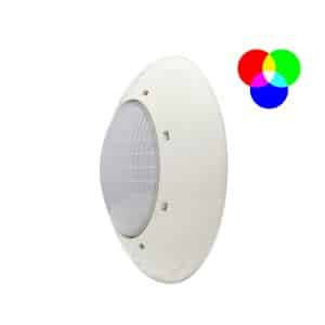 Foco plano LED a colores extraplano RGB Astralpool. Foco de superficie con cruceta.