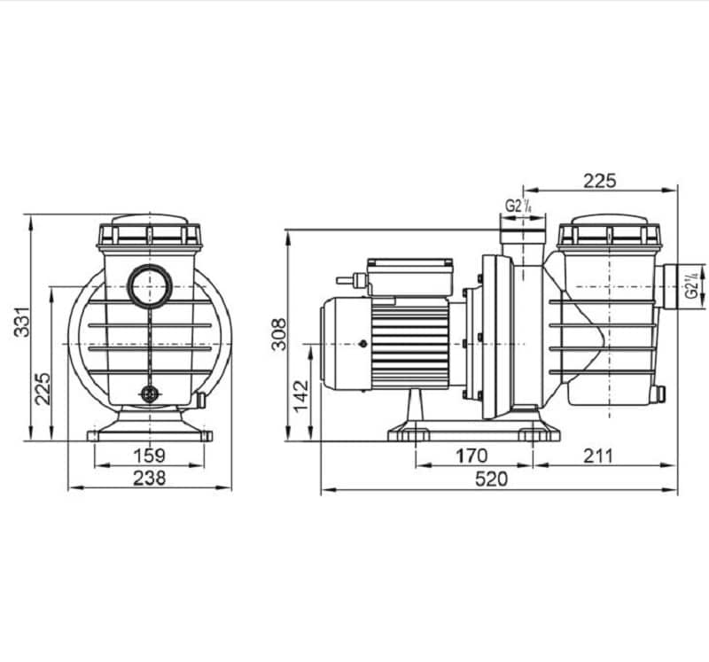 Medidas Bomba de filtracion Aspire