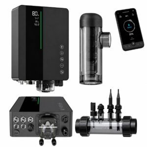 Clorador salino Inverclear Ares Aquark con conexion wifi gratuita ph y redox opcional portasondas transparente