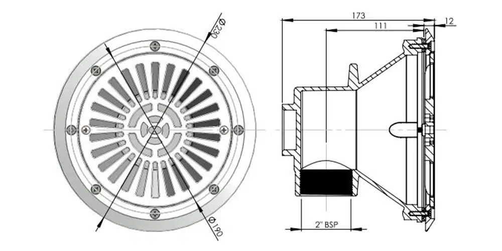 fiche technique drain pour piscines en liner et polyester