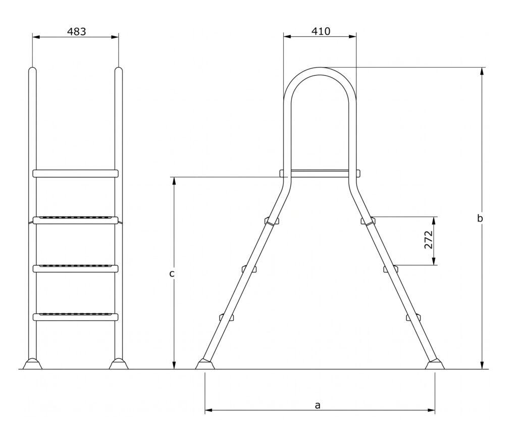 Escalera tipo "puente" para piscina elevada - Ideal piscina sobre suelo 18 Escalera puente flexinox