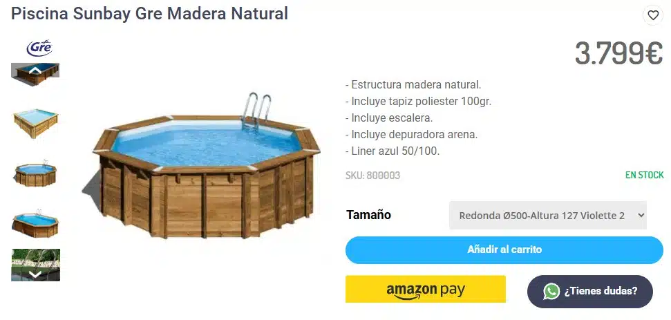 Sunbay Gre Wood Natural Wood Round Demountable Swimming Pool