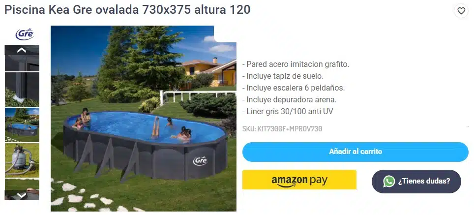 Piscinas desmontables grandes de acero Kea Gre ovalada