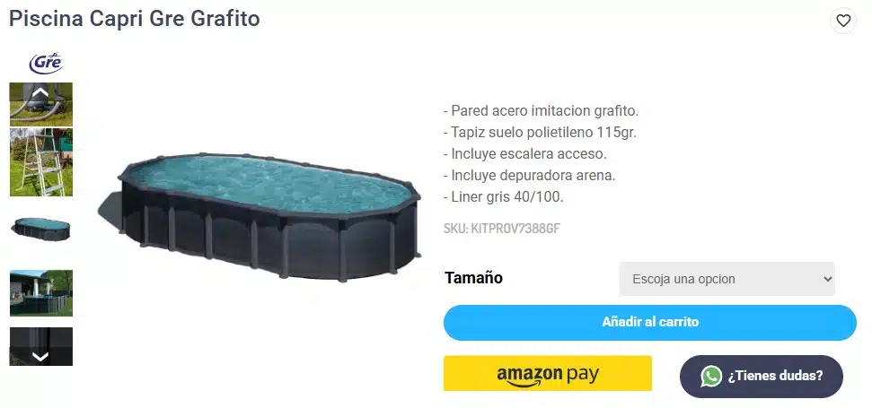 Piscinas desmontables grandes de composite Capri Gre Grafito
