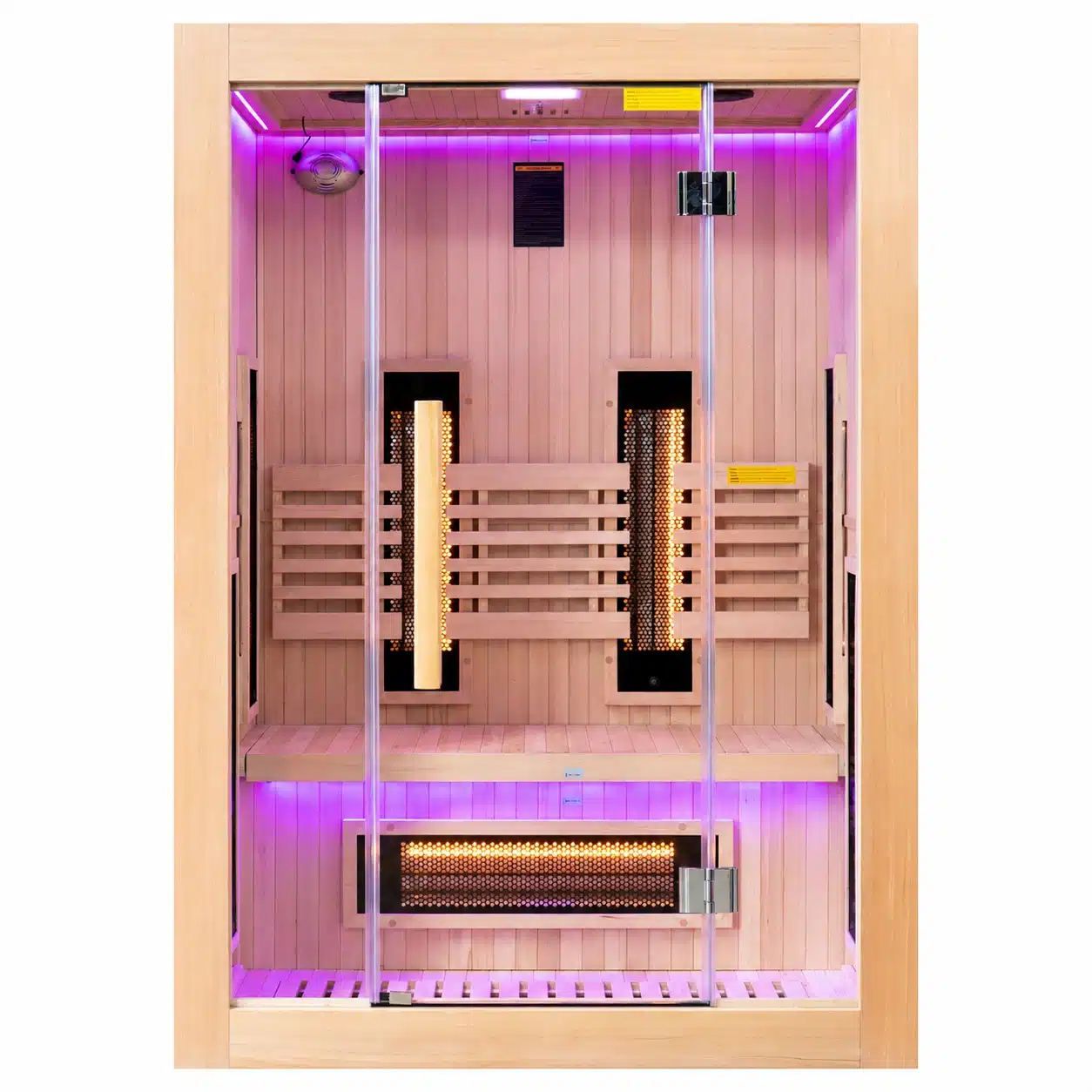 Infrarot-Heimsauna Sense 2 – 2 Plätze – Niedriger Verbrauch 3 Sauna Sense Infrarotsauna für den Innenbereich, Frankreich, Sauna POOLSTAR, Farbtherapie, Ionisator, integrierte HiFi-Anlage, Farbtherapie