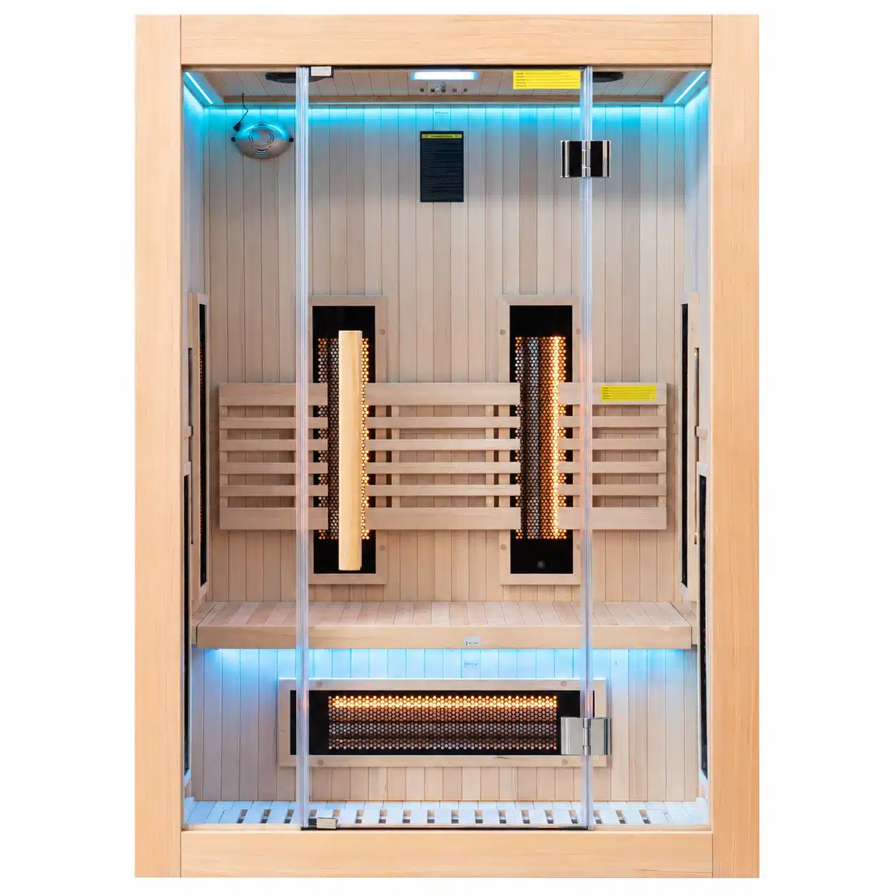 Infrarot-Heimsauna Sense 2 – 2 Plätze – Niedriger Verbrauch 4 Sauna Sense Infrarotsauna für den Innenbereich, Frankreich, Sauna POOLSTAR, Farbtherapie, Ionisator, integrierte HiFi-Anlage, Farbtherapie